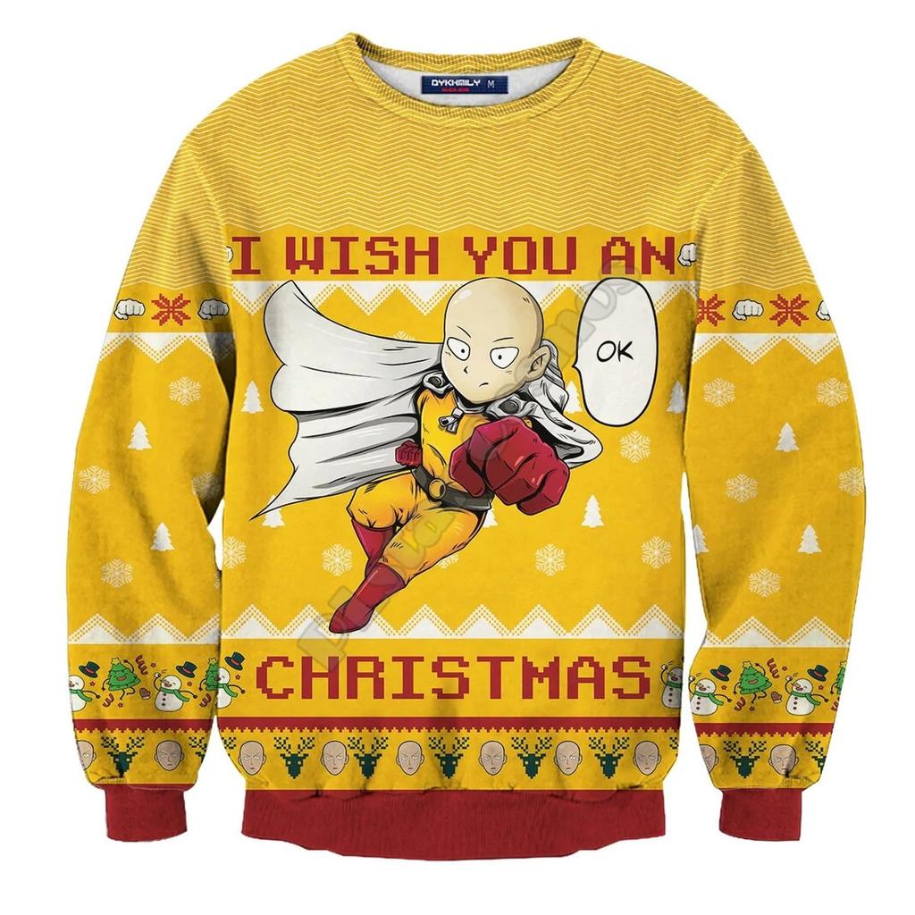 New Men's Long-sleeved Sweatshirt with Personality and Fashionable 3D Digital Cartoon Printed Round Neck Pullover Top