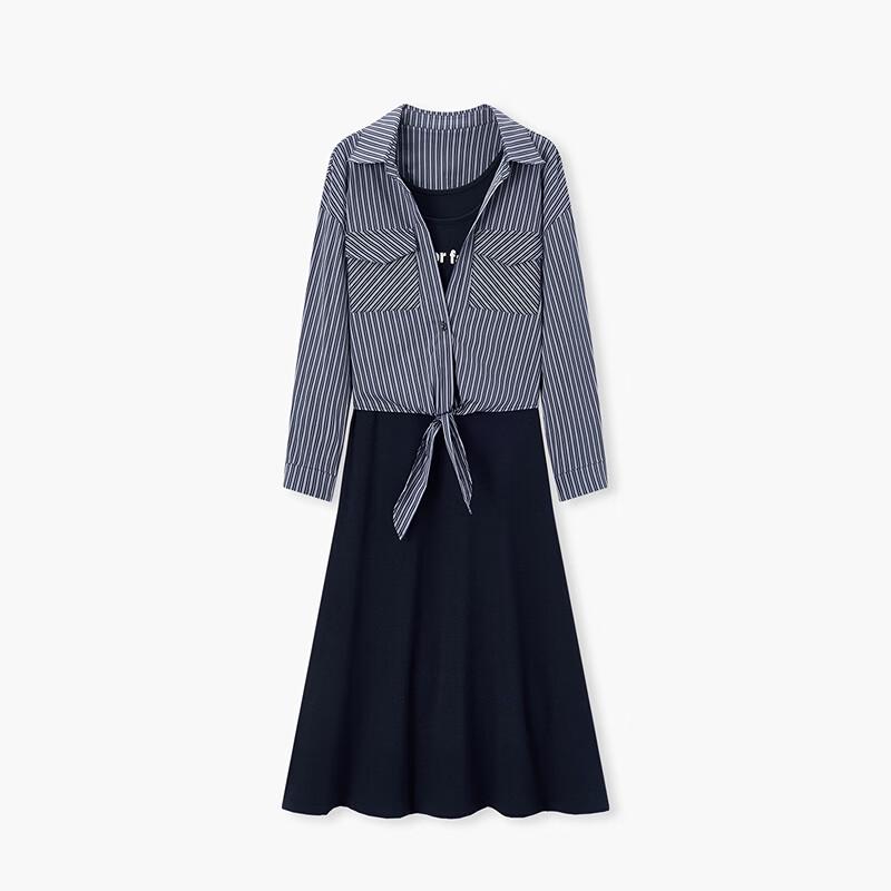 EICHITOO Women's Navy Stripe Two-Piece Convertible Long Dress