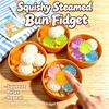 5Pcs Mini Dumplings with Steamer Bun Squeezable Toys Set Soft Stress Relief Crystal Squishy Fidget Sensory Toy Party Favors Gift
