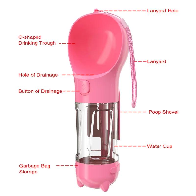 Dog Water Bottle Outdoor Portable Drinking Food Feeder for Small Medium Large Dogs Cats Puppy Poop Dispenser Labrador Supplies