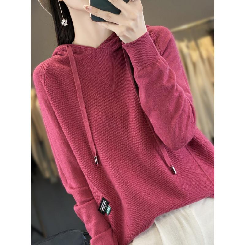 Thickened Warm Hoodie Autumn and Winter New Loose Hooded Knitted Sweater Women's Versatile Soft Waxy Sweater Jacket Tide