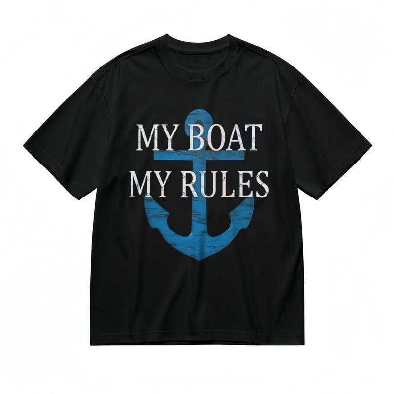 

Men s Slight Stretch Breathable Classic T-Shirt My Boat My Rules Graphic Tee S