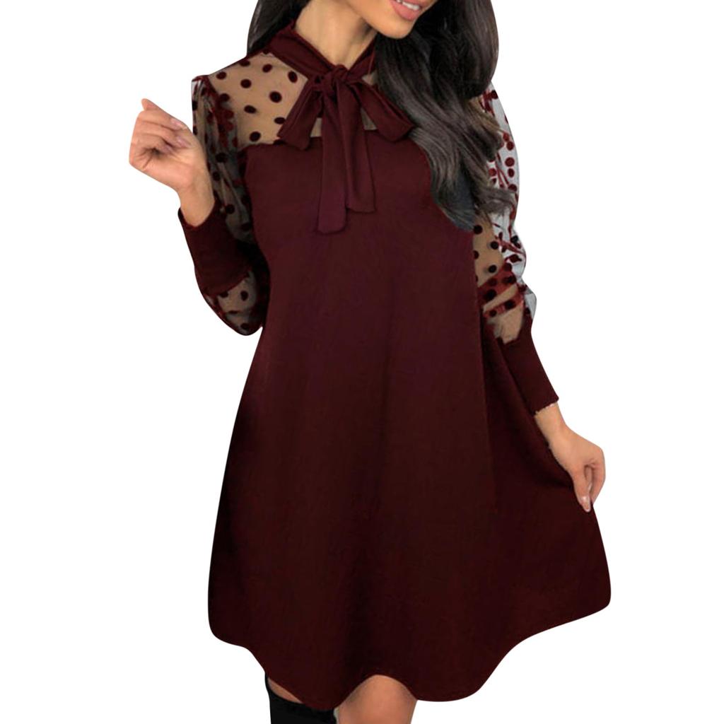 2024 Mode Damen Locker V-Ausschnitt Neckholder Glitzer Strass Langarmkleid