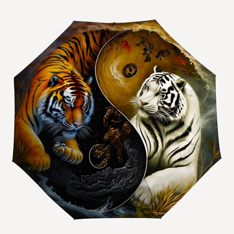 

1PC Tiger Yin Yang Symbol Automatic Open/close, All-Season Portable Folding Umbrella for Women & Men yy250919209