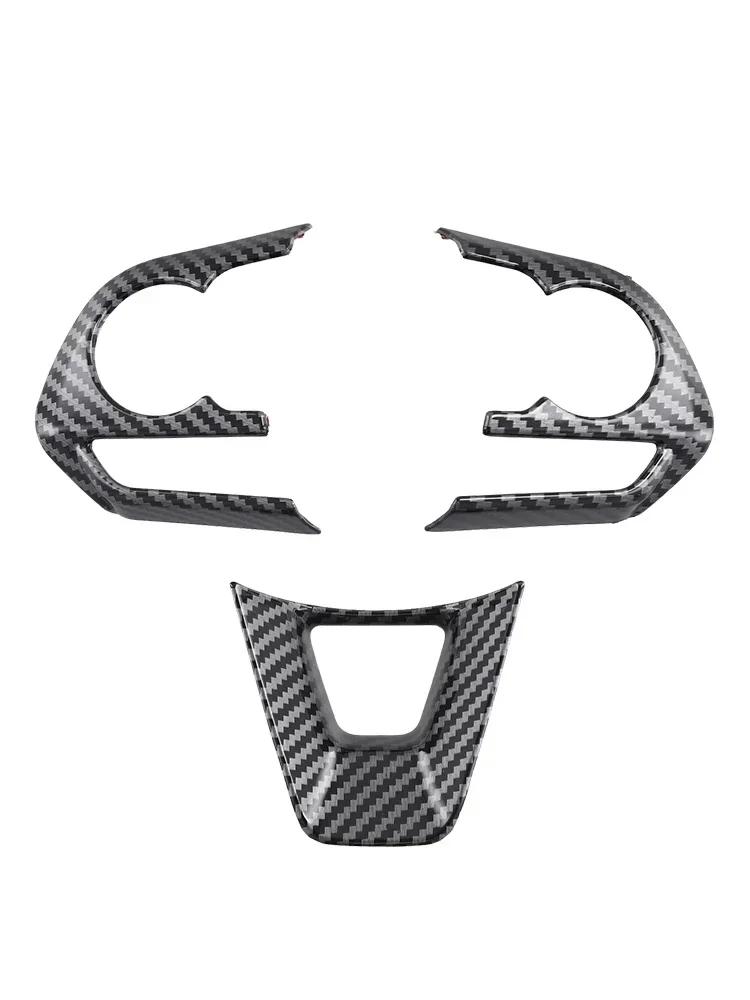 11) 3Pcs Steering Wheel Strip Cover Trim for Toyota For RAV4 2019 2024 Carbon Fiber Style Reliable Performance
