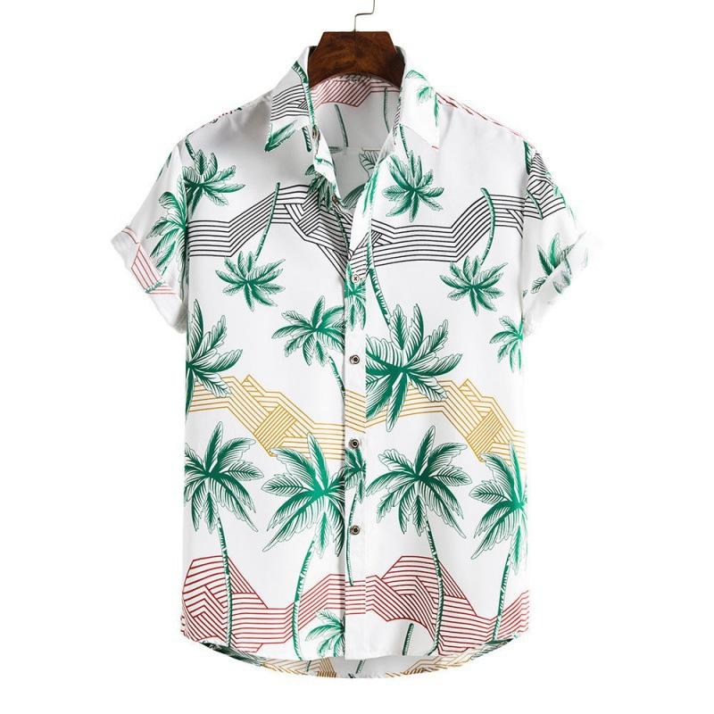 3D Printed Spring Summer Men's Beach Shirt Hawaiian Short Sleeve Flower Shirt Men's