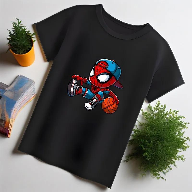 Summer Boys Fashion T Shirt Breathable Children Short Sleeve O Neck Top Anime Spiderman Printed Kids Casual Tees Outdoor Clothes