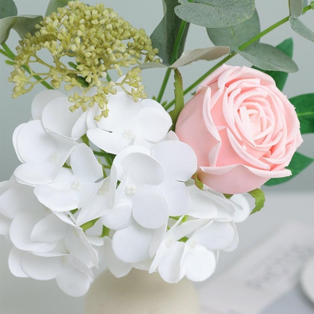 Plastic Artificial Hydrangea Rose Bouquet Luxury Fake Flower  Home Hotel Table Decor