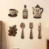 7Pcs Rustic Distressed Coffee Utensil Wooden Ornament Coffee Wall Sticker Hangings  Restaurant