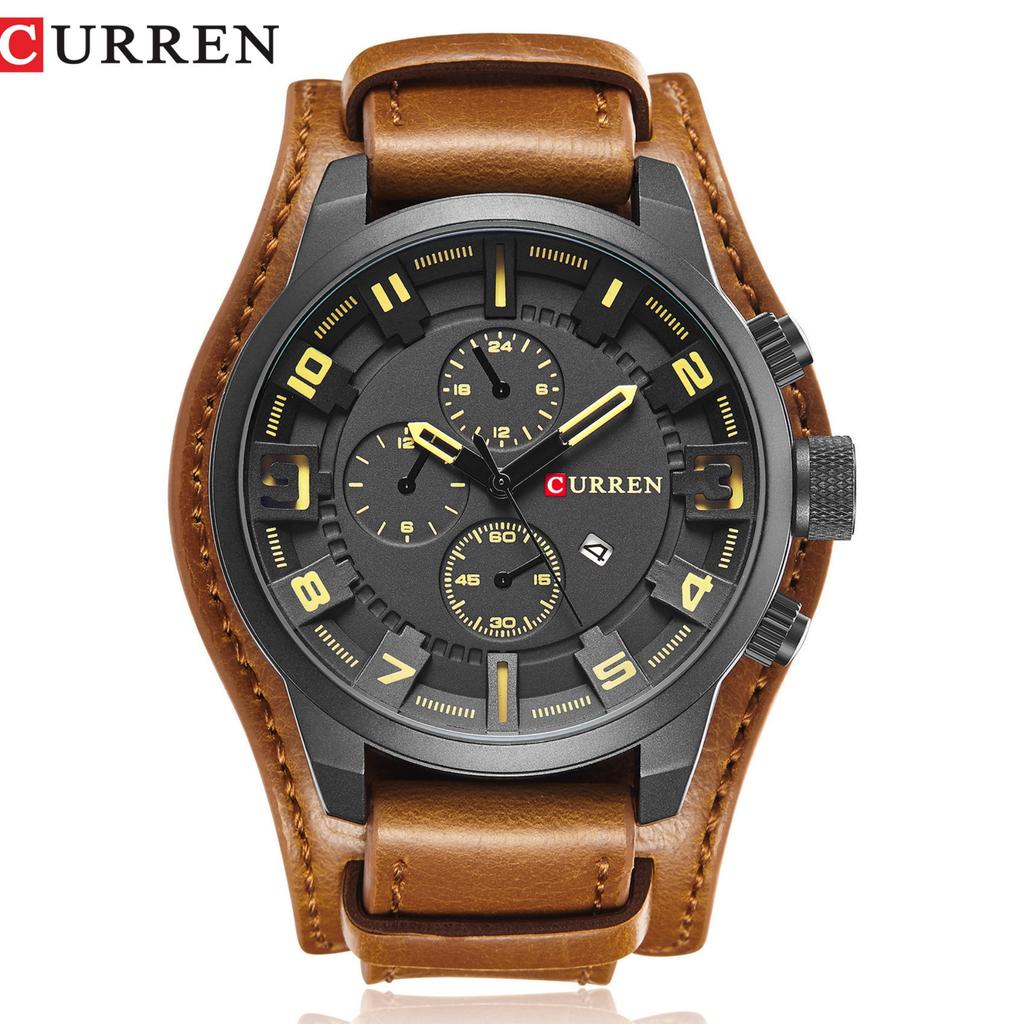 CURREN Men Quartz Watch Multifunction Date Wristwatch Vintage Military Sports Waterproof Male Watch Large Dial Fashion For Men