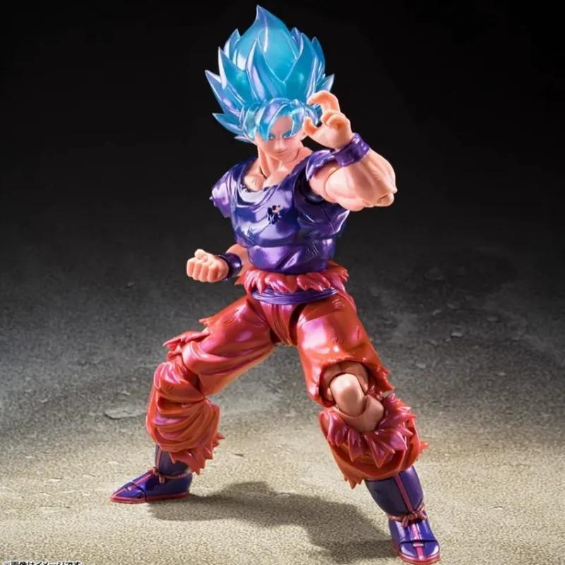 16cm SHF Dragon Ball Super Saiyan Blue Goku Kaioken Energy Effect Articulated Action Figure Battle Damaged Model Anime Toy Gifts