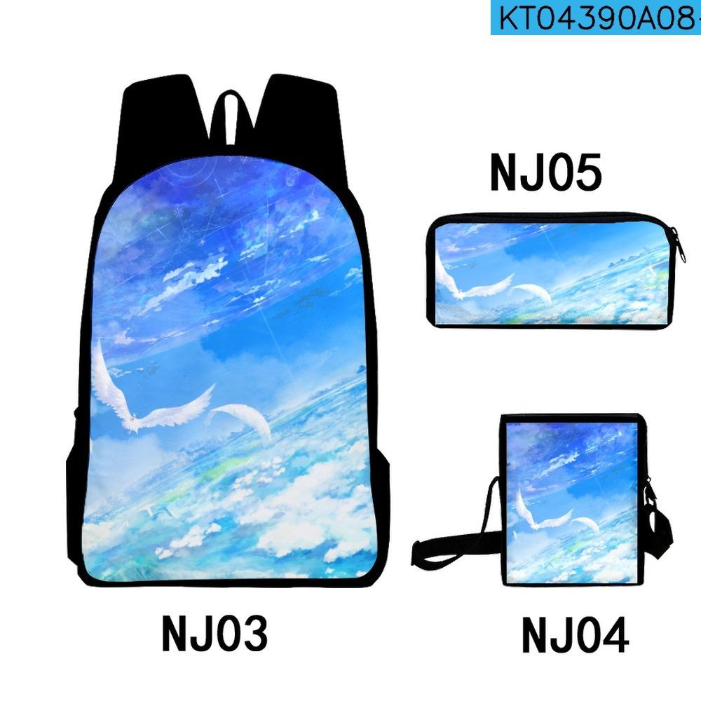 Trendy Popular Fantastic scenery 3D Print 3pcs/Set pupil School Bags Laptop Daypack Backpack Inclined shoulder bag Pencil Case