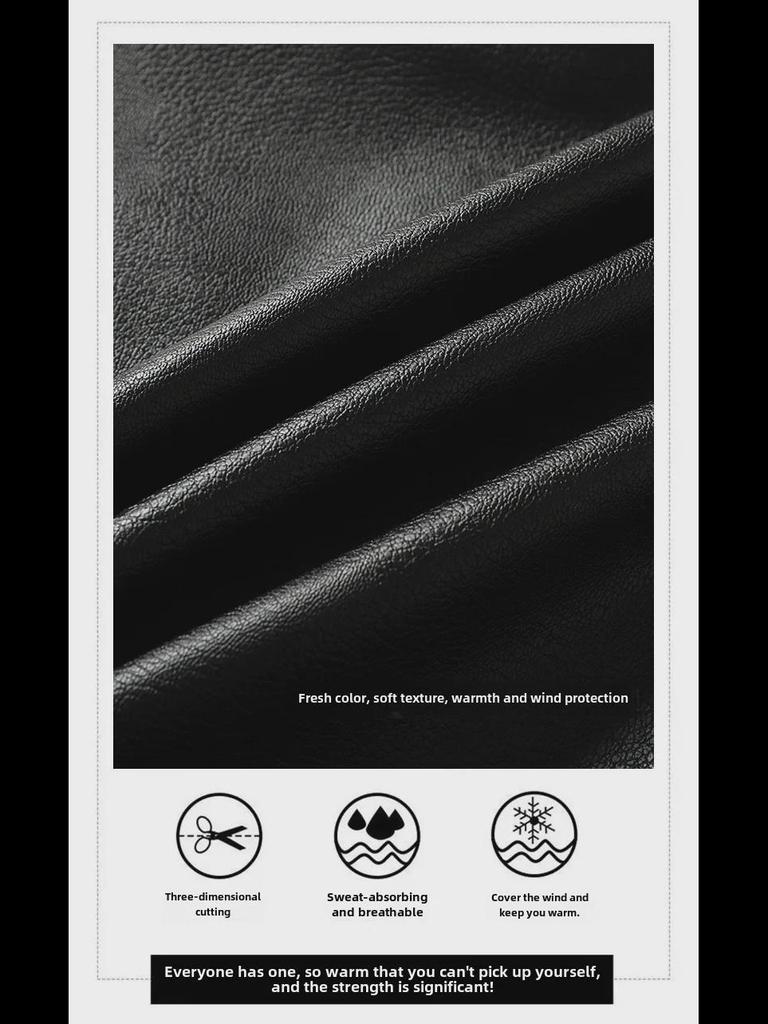 Męska modna kurtka skórzana ze stójką na wiosnę i jesień 2023 z aksamitem dla młodzieży