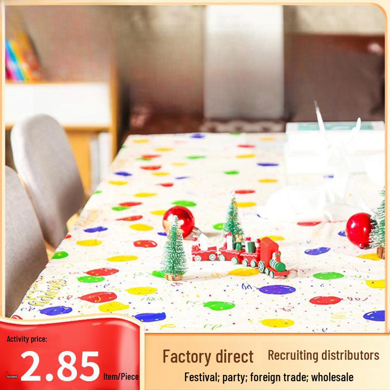 Disposable PEVA Cartoon Balloon Tablecloth - Oil-Proof, Thickened for Birthdays & Kindergarten Parties