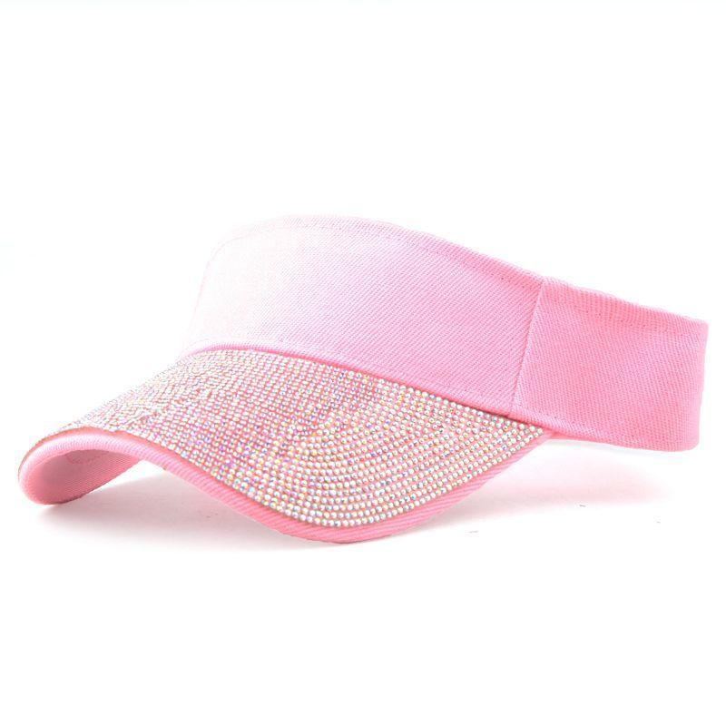 Men's and Women's Diamond Hollow Top Hats Fashionable Diamond Inlaid Sun Hats Versatile Headless Duckbill Hats Sun Resistant  Breathable Baseball Caps