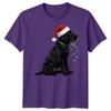 Black Labrador Dog Christmas Holidays Unisexs Unisexs Graphic Tee Santa Hat Lights