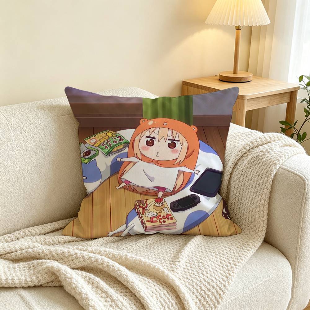Anime U-Umaru Doma Pillow Case Square Double-Sided Sofa Cushion Cover Bedroom Bedside Pillow