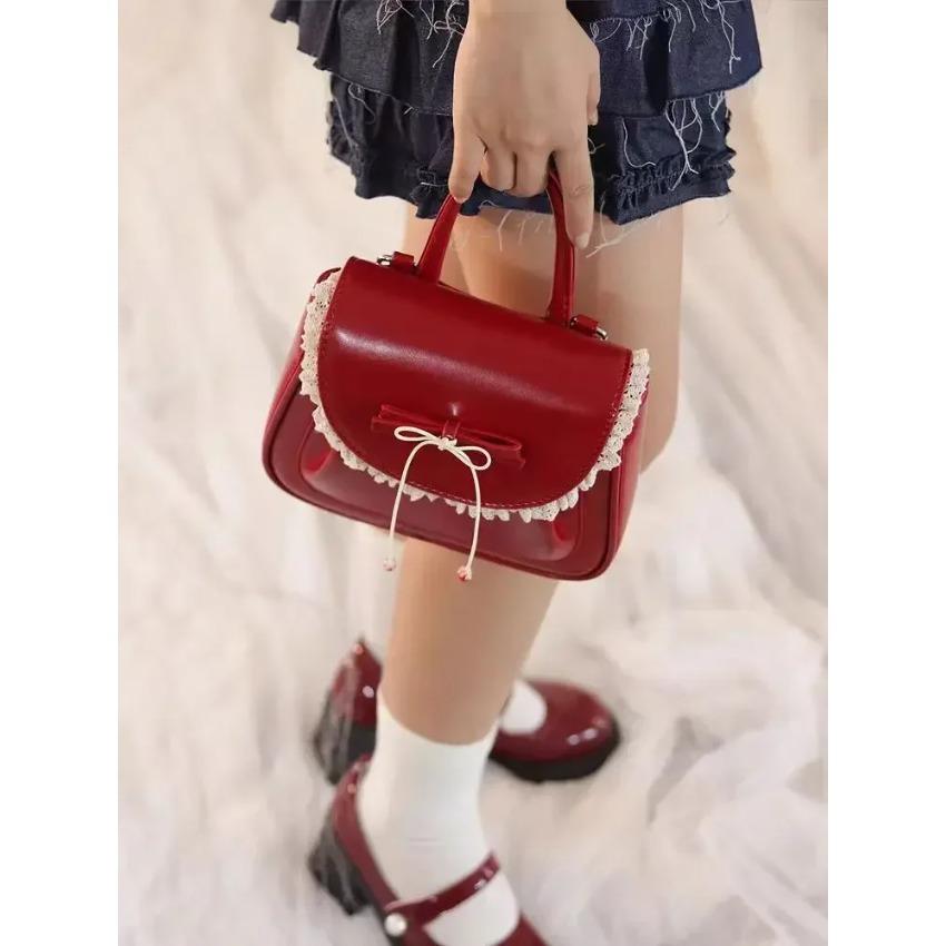 Double Red Arch Shoulder Bag for Women New Fashion Trendy Backpack Lace Edge Versatile Shoulder Crossbody Bag