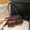 Women's Vintage Bowling Bag Multi-pocket Large Capacity Shoulder Bag Fashion New Underarm Bag Casual And Versatile Handbag
