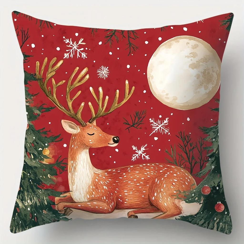 Christmas Decoration Pillowcase New Year Gift Santa Claus Reindeer Snowman Pattern Home Room Decoration Sofa Cushion Cover