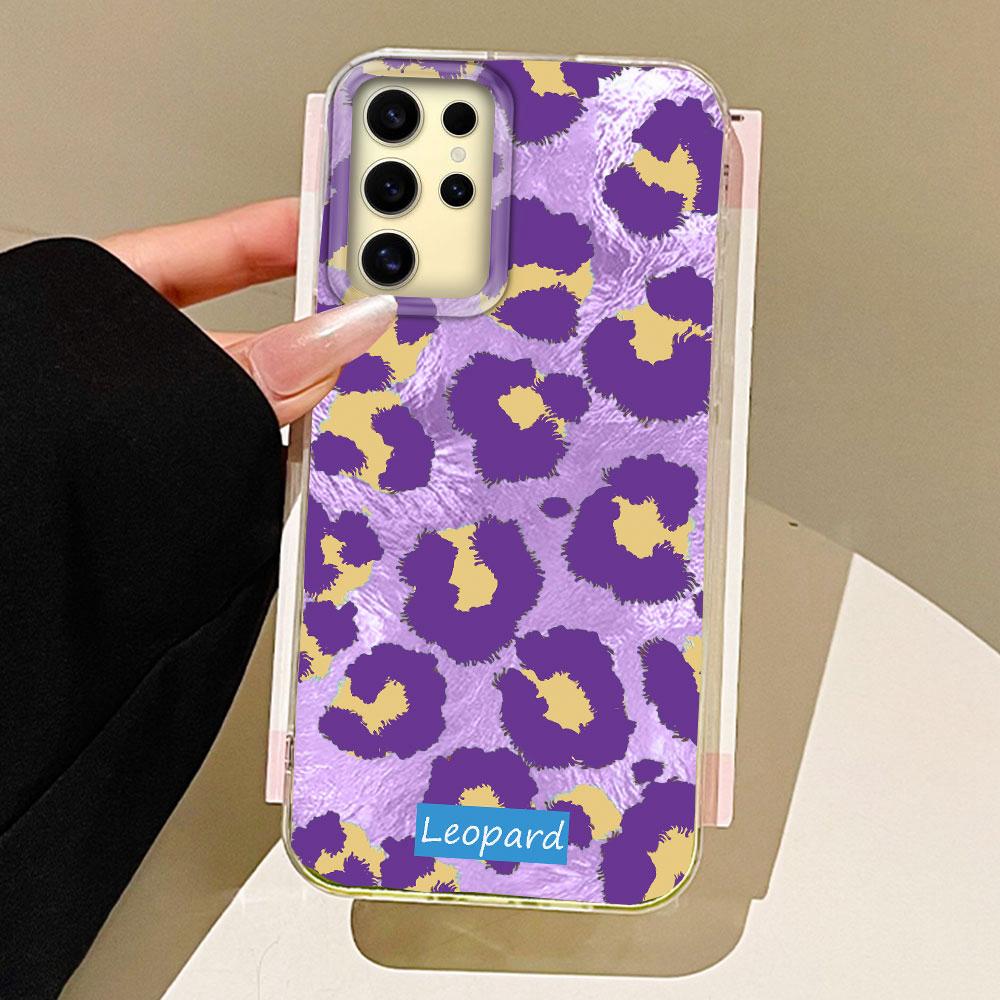 Retro Gradient purple Leopard Girl Vortex Texture Phone Case for Samsung Galaxy S25 Edge S24 S23 S22 S21 S20 FE Plus Ultra Cover