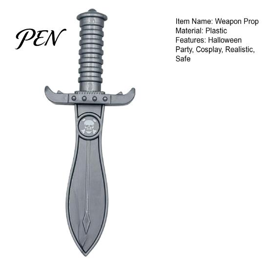 Vintage Style Pirate Gear Halloween Plastic Fake Knife, Retro Weapon Prop, Skull Logo Costume Accessory Cosplay for Party, Stage Performance