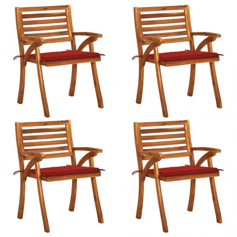 Day and Night - Day and Night Garden Chairs with Cushions 4 Units Solid Acacia Wood