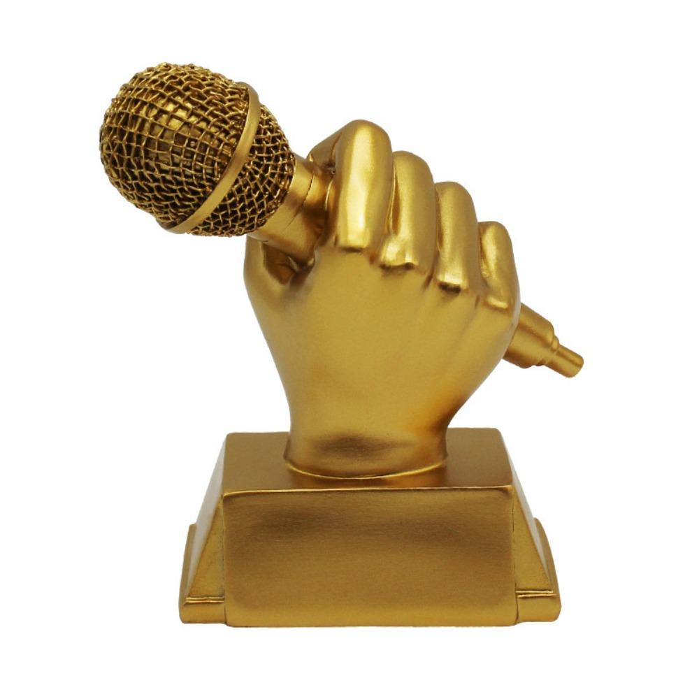Small Golden Microphone Trophy Singing Competitions Craft Souvenirs  Kindergarten Kids Gift