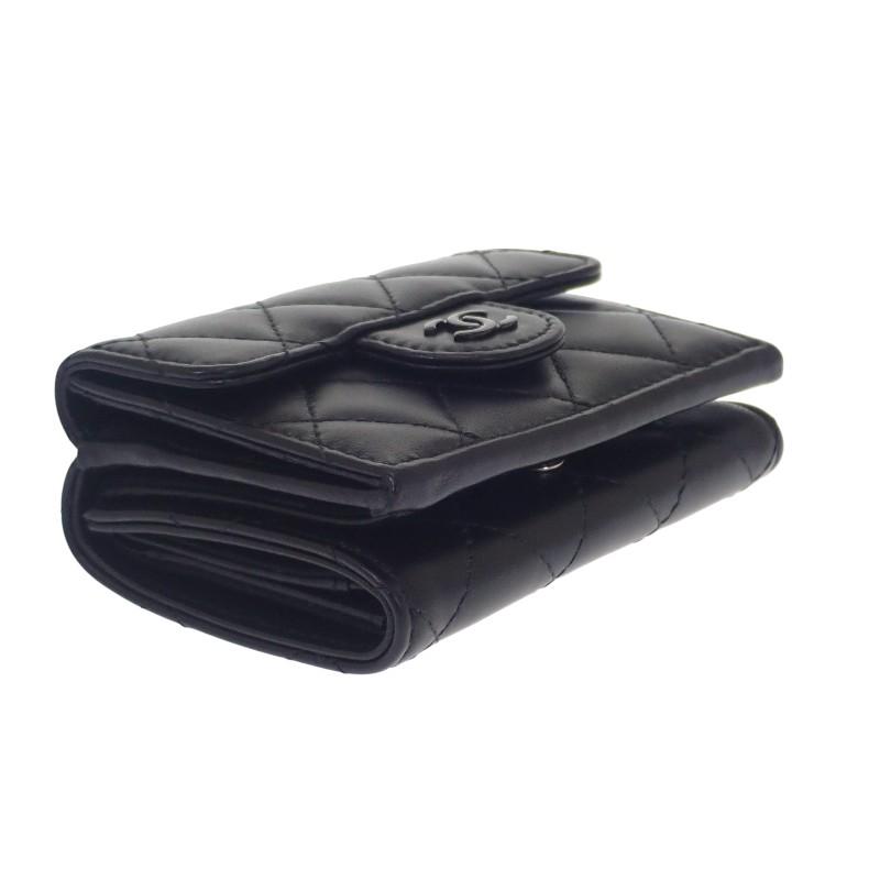 CHANEL  AP0230_B13639 Tri-fold wallet So Black lambskin Women