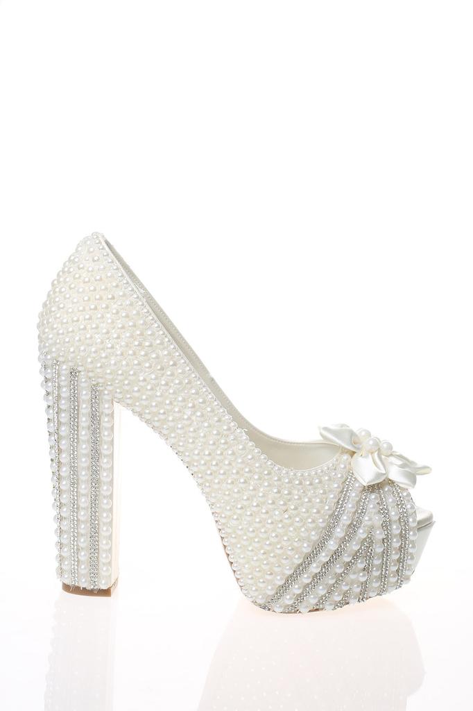 Damenmode-Perlenperlen-Stein-bestickte Schuhe für Party