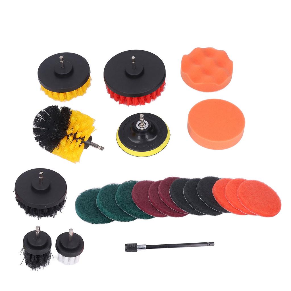 22pcs Drill Brush Attachments Set Multipurpose Power Scrubber Cleaning Kit for Bathroom Kitchen Car