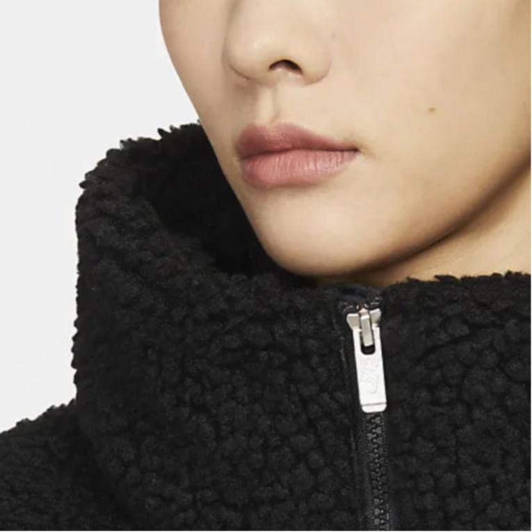 Nike Embroidered Logo Stand Collar Zip Down Jacket Women Outerwear Black DV6676-010