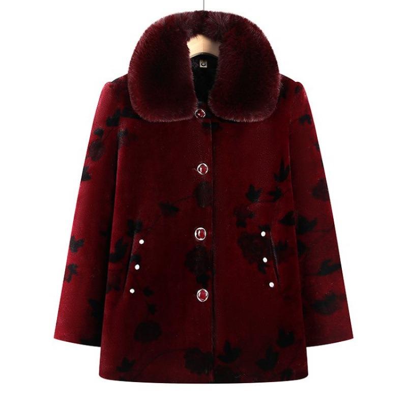 Winter Velvet Thickened Mink Coat Medium Old Man Cotton Coat Warm 0 Old Lady Coat