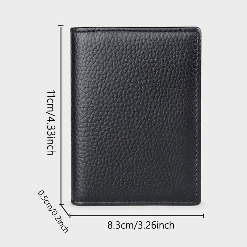 Transparent ID Window Credit Card Holder Durable Soft Multi Card Slots Top-grain Leather Bifold Thin Small Wallet Black Coffee