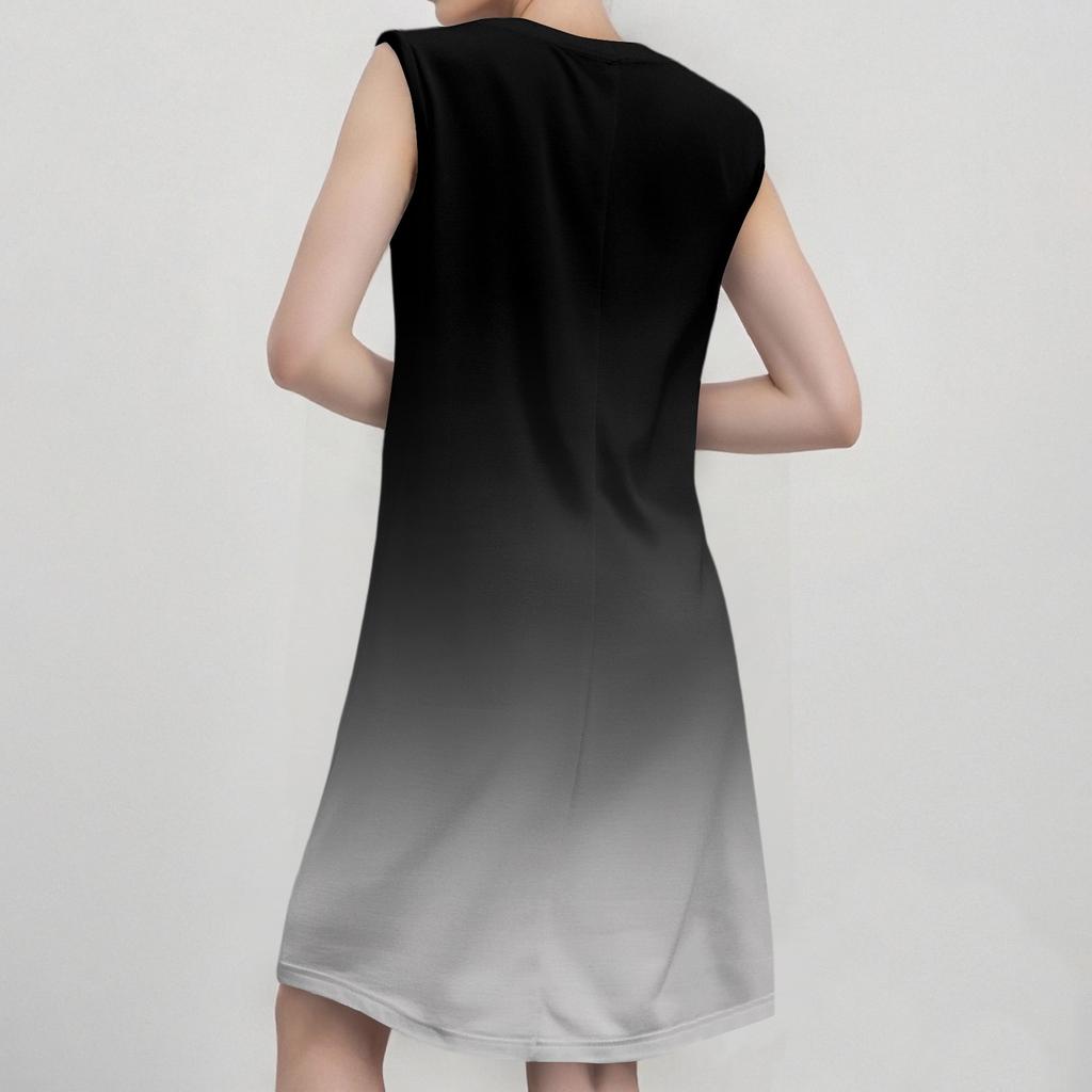 Damenmode Lässig Print Rundhals Ärmellos Kurzes Kleid