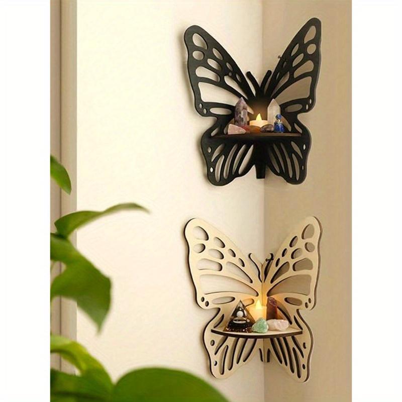 1pc Butterfly Crystal Stand - Wall Floating Corner Stand, Bedroom Crystal Display Stand Bohemian Cute Bathroom Kitchen Office Living Room Aesthetic