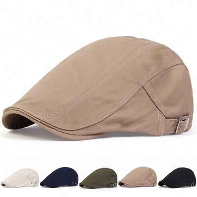 Men Solid Color Light Board Newsboy Caps British Painters Hats Hip Hop Berets Spring and Summer Adjustable Flat Cap