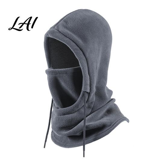 Full Coverage Fleece Neck Shield Winter Balaclava Hat with Drawstring Windproof Thermal Polar Hooded Scarf Gear for Autumn Sports Breathable