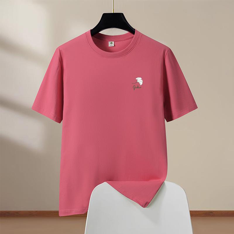 Leaf Mens Cotton Short Sleeve T-Shirt Man Round Neck Casual Tee Oversized