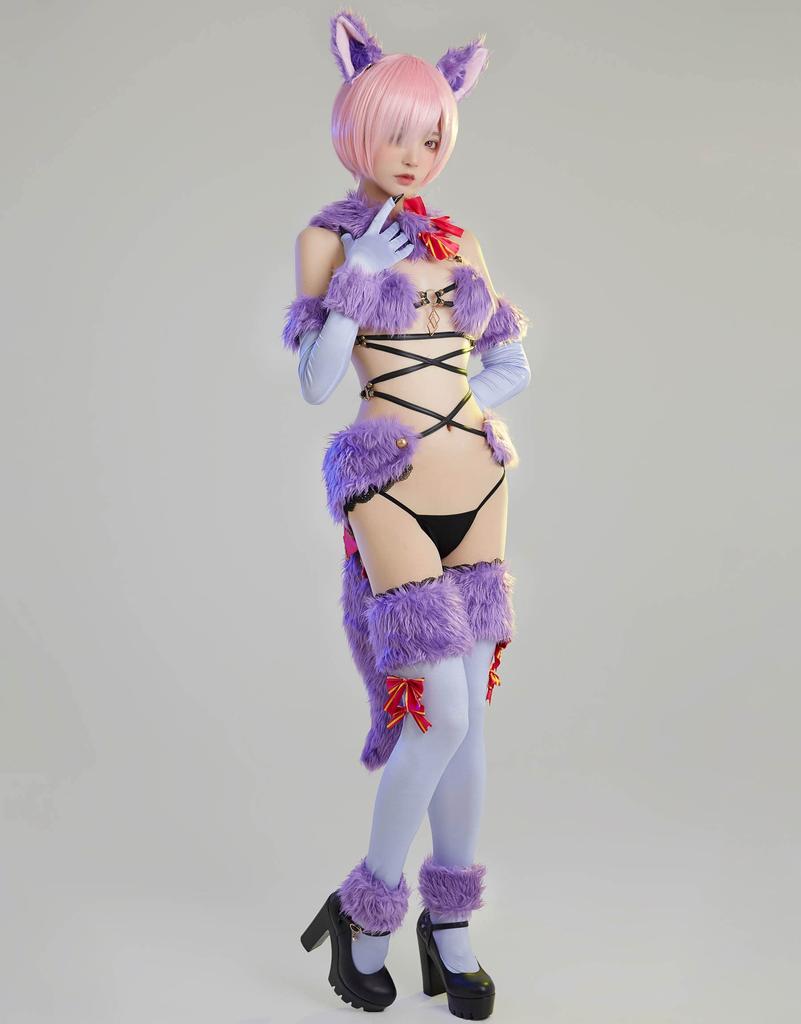 [Miccostumes] Women's Adult Anime Sexy Cute Cat Fox Costume Cosplay Outfit Set Lingerie Moe Dress-Up Transformation Disguise (S/M)