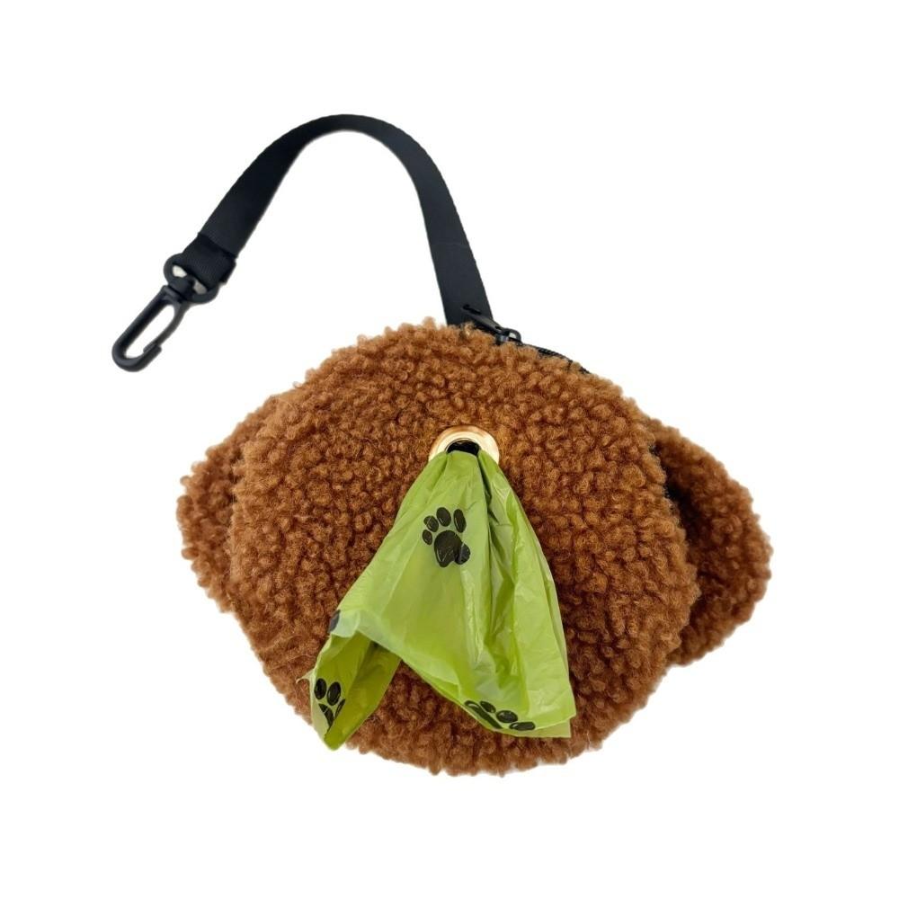 Portable Cartoon Dog Poop Bag Carrier Cute Dog Garbage Holder Cleaning Supplies with Buckle Pet Waste Bag Dispenser Outdoor Use