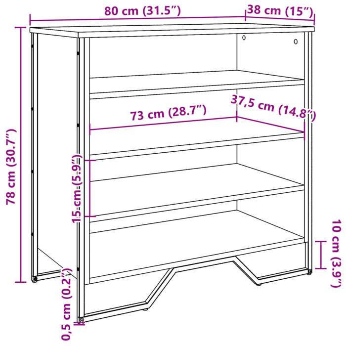 VidaXL Armoire à chaussures sonoma gris 80x38x78 cm bois d'ingénierie, étagère à chaussures, armoire de rangement de 848652