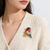 Stylish Enamel Bird Brooch 1pc Rhinestone Animal Sparrow Pin for Women Unisex Lapel Pin for Formal Events
