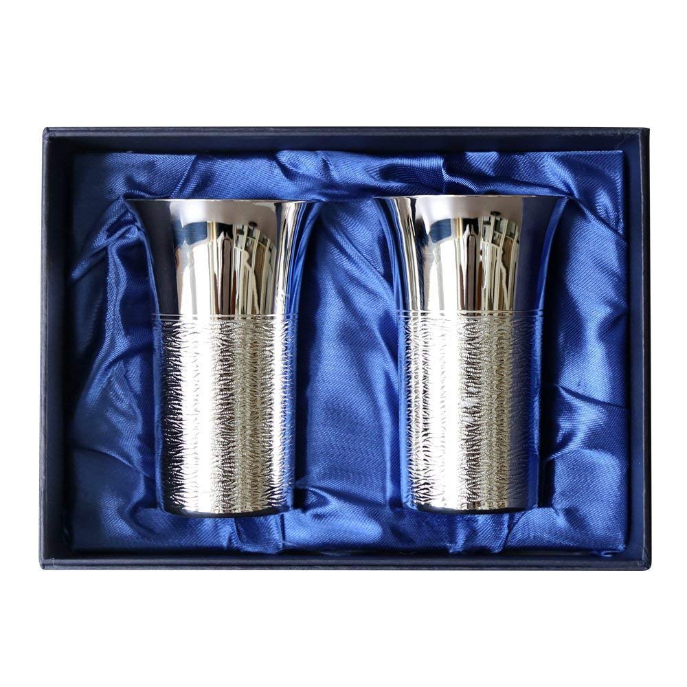 

Подарок на середину года RIMTAE Популярный товар Высококачественный серебряный пивной бокал S-размера 140 мл x 2 бутылки Пара подарочных чашек для сакэ в коробке из ткани Королевский ордер Свадебный подарок