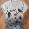 Halloween Horror Element Damen Top V-Ausschnitt Slim Fit Bequemes Oberteil 3D Digitaldruck 3431 EMA