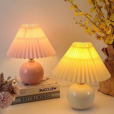 LED Nordic Pleated Table Lamp Lustre DIY Foldable USB Art Atmosphere Bedroom Desk Bedside Night Light Home Decorate Table