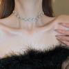 Vintage Teardrop Rhinestone Colorful Necklace: Retro High-End Clavicle Chain Court Style Choker for Women