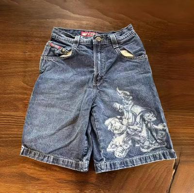 ZYLLO Spodenki dżinsowe Vintage Graficzne Spodenki dżinsowe Młodzieżowe Skater Retro Dżinsy Y2k Dżinsy Baggy Jorts