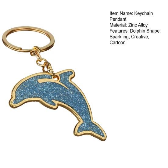 Sparkling Dolphin Keychain Pendant Lightweight Metal Keychains Creative Cartoon Animal Keyring Sea Themed Keychain for Men Women