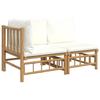 VidaXL Garden Lounge Set 2 Pcs with Cushions Cream White Bamboo 362298